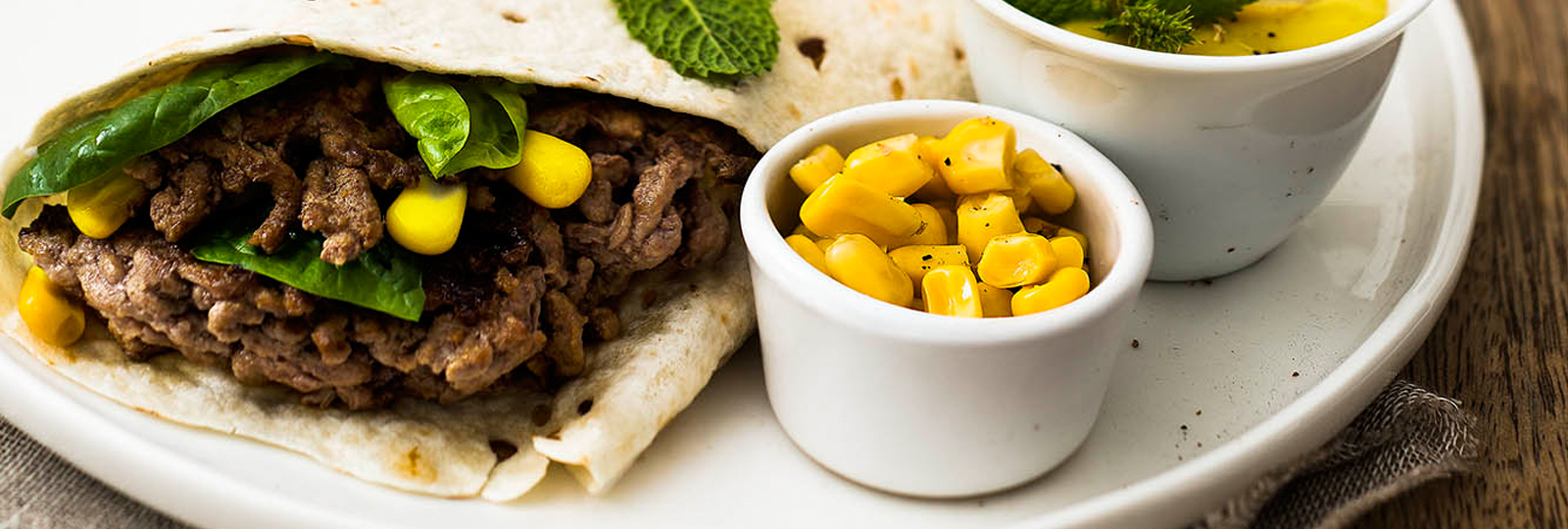 Wrap au boeuf haché et aux épinards